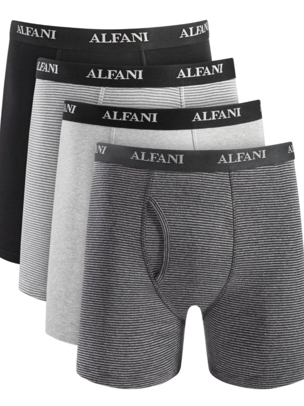 Alfani Men's 4-Pk. Moisture-Wicking Cotton Boxer Briefs Grey Black Combo XL